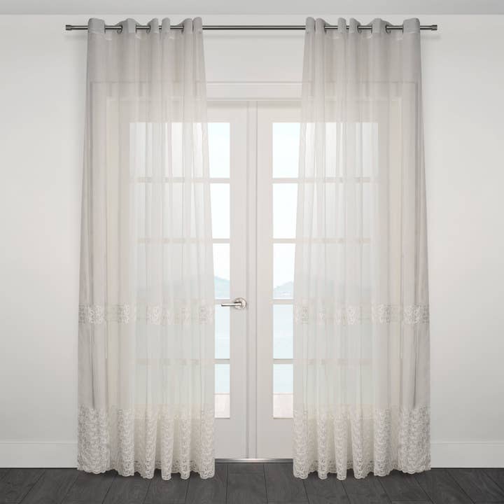 Massa Classic Broderad Genomskinlig Öljettsgardin 80"x 95" för wholesale av Casa Mia