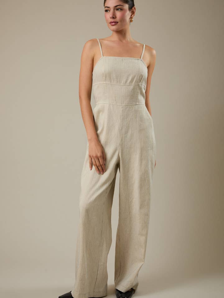 COMBINAISON SANS MANCHES À RAYURES TEINTES EN FIL pour la vente par Sunday Edition