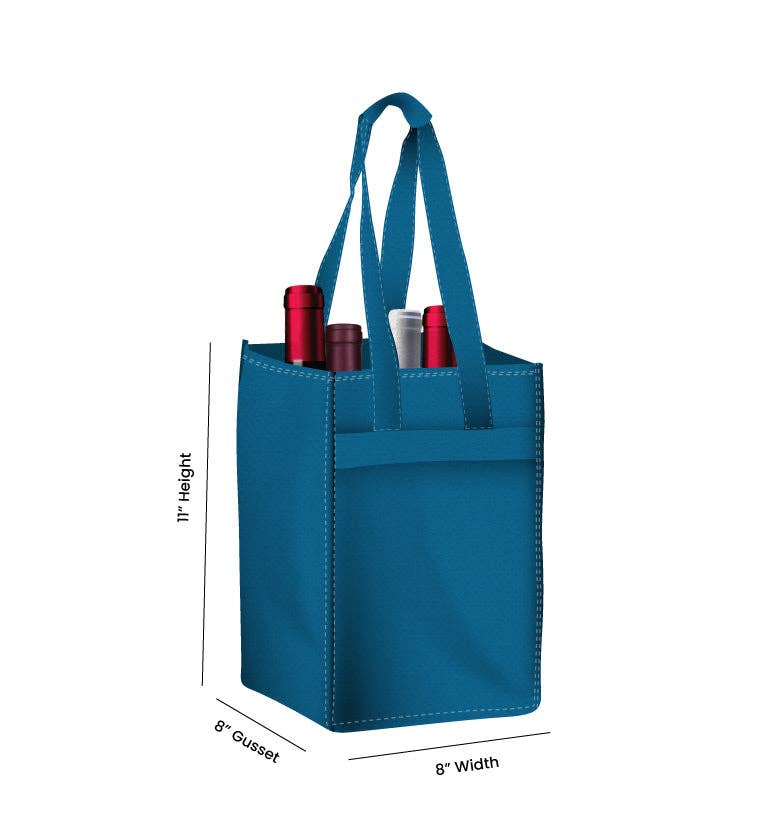Non Woven Totes - Wholesale Wine Tote - Reusable 4-Bottle Wine Tote Bag-8x11x8 with Bottom Gusset | Custom Printed Wine Totes22