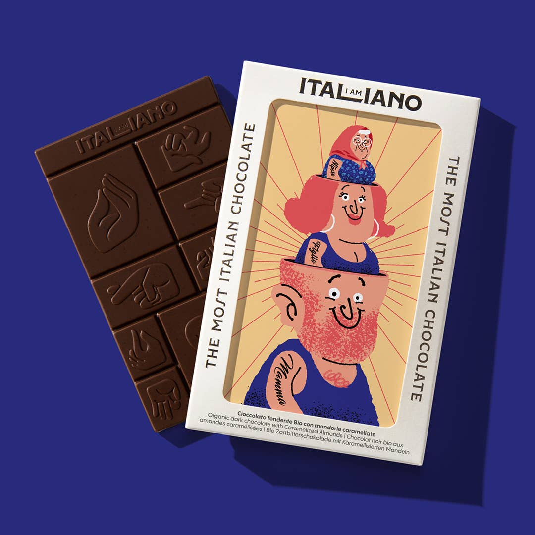 I AM ITALIANO - Wholesale Chocolate Bar - MAMMA MATRIOSKA - Organic dark chocolate with almond1