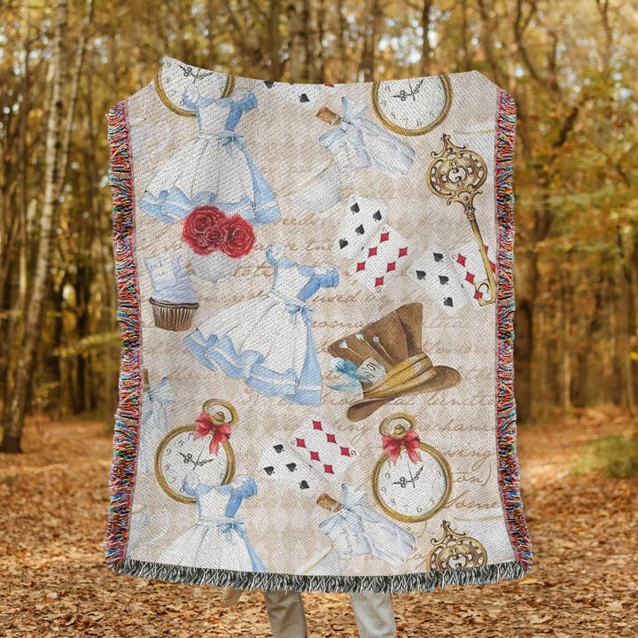 Alice in Wonderland Woven Throw Blanket for wholesale by MagicMerchEmporium