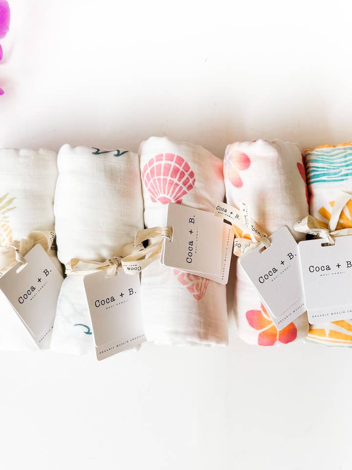 Coca + B.™ - Wholesale Milestone Blanket - Kids & Baby - Sun + Wave Organic Baby Swaddle | Surfer Nursery Decor11