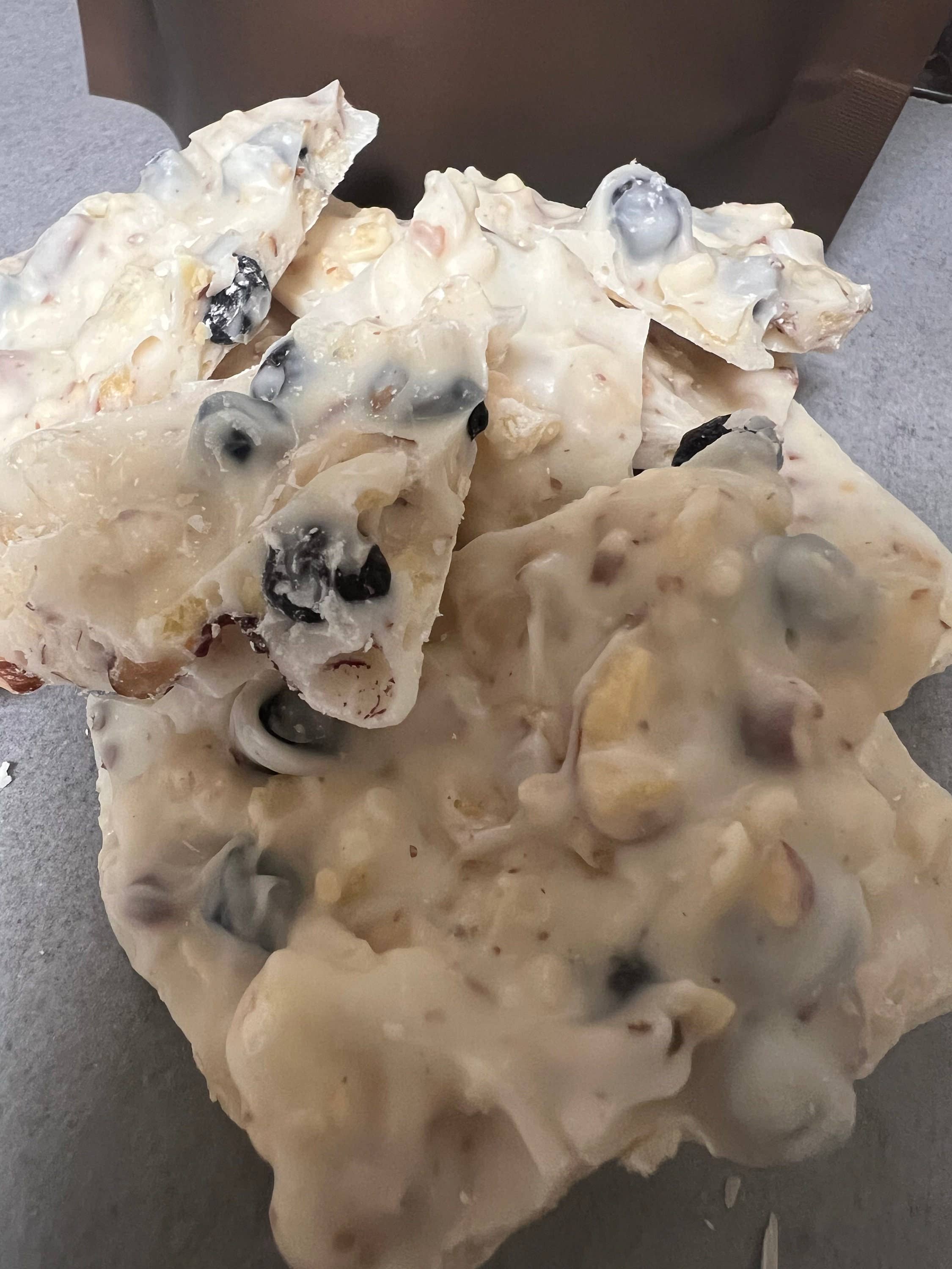 Cardinal Chocolates - Wholesale Chocolate Covered Sweets - Blueberry Almond Bark lg/sm1