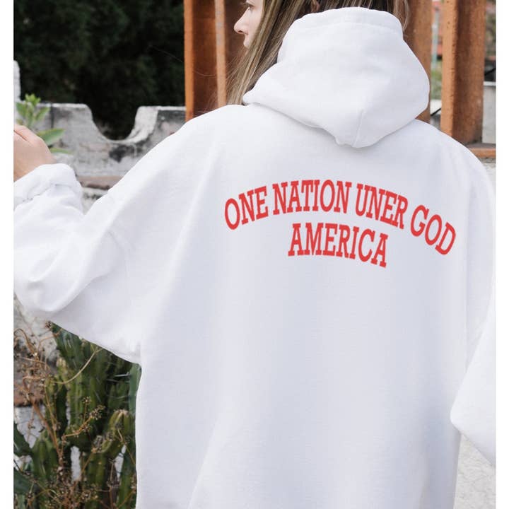 Coupe à capuche en polaire unisexe graphique ONE NATION UNDER GOD AMERICA pour la vente par Shamaim