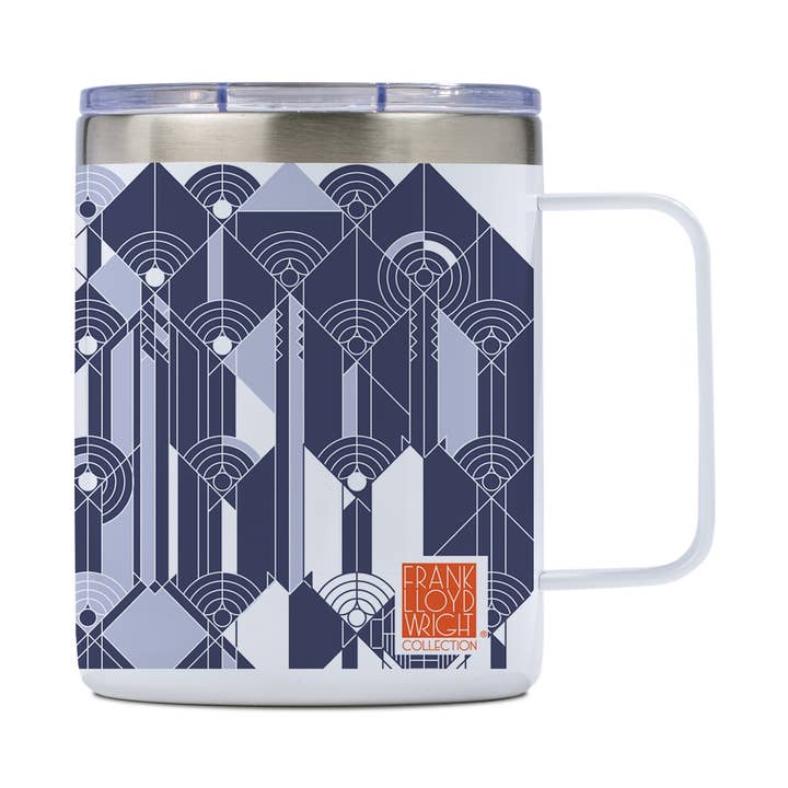 FLW "April Showers" Tasse en acier inoxydable avec couvercle 12 oz. pour la vente par CounterArt/Highland Home/Thirstystone/CoasterStone