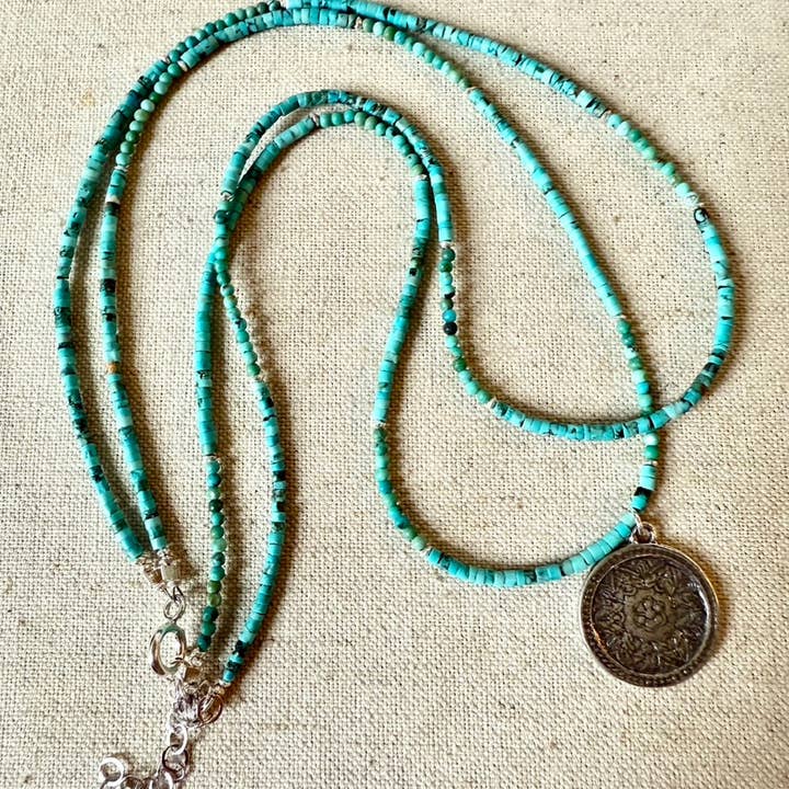 Dobbelt Strand turkis halskæde for engroshandel hos LA DE DA Jewelry