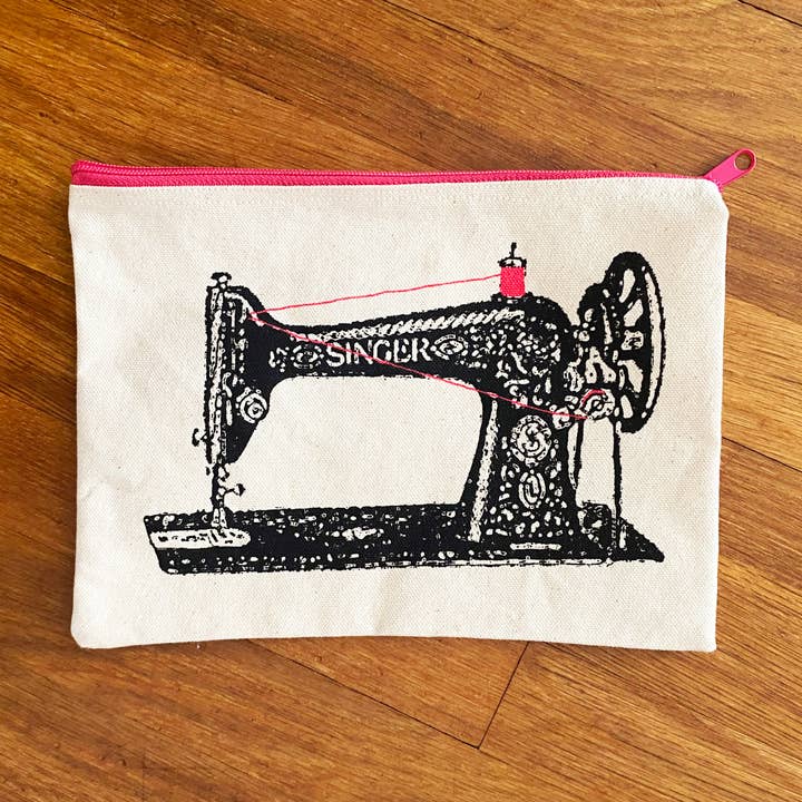 Sewing Machine cotton zipper pouch for wholesale by katzpajamas