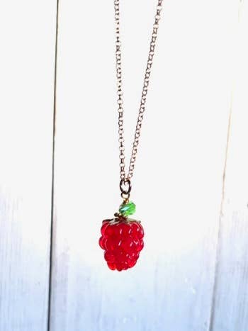 Raspberry Necklace Sweet Summer Red Lampwork Glass for wholesale by Red Truck Designs