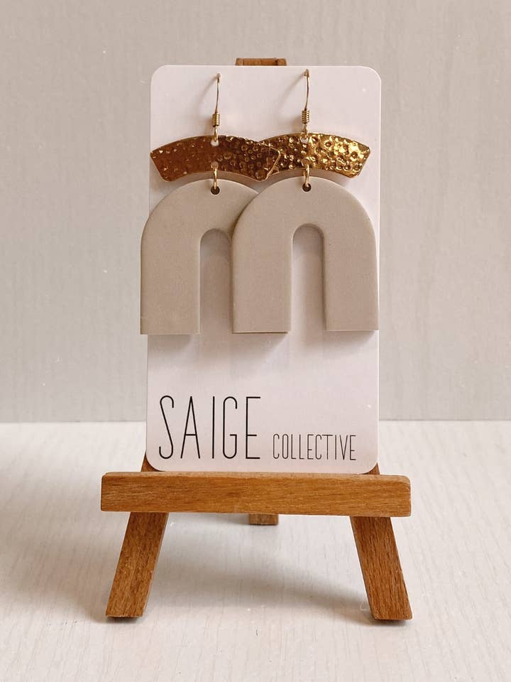 Archer - Nude Clay Earrings for wholesale by Saige Collective