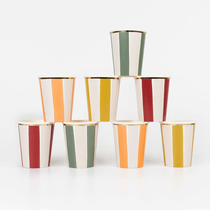 Fall Stripe Cups for wholesale by Meri Meri