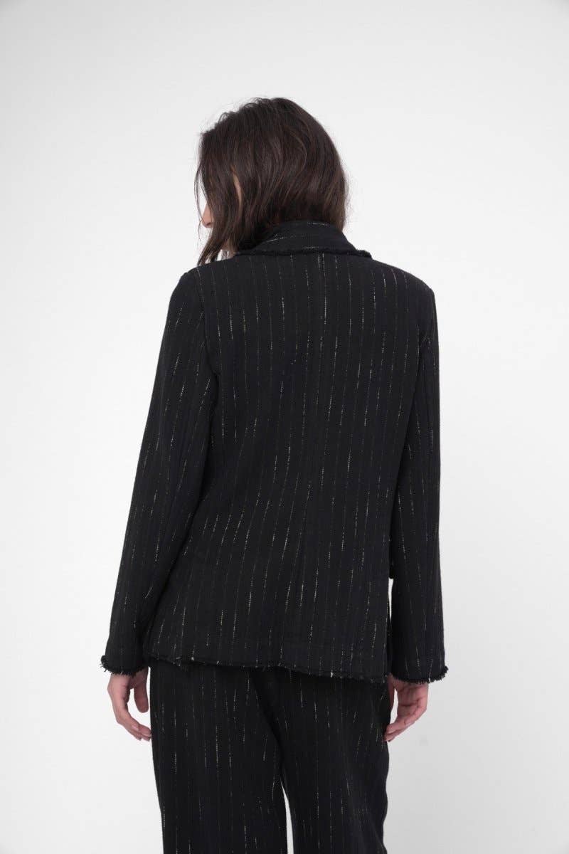 Svart Råkantad randig kavajjacka för wholesale på Faire5