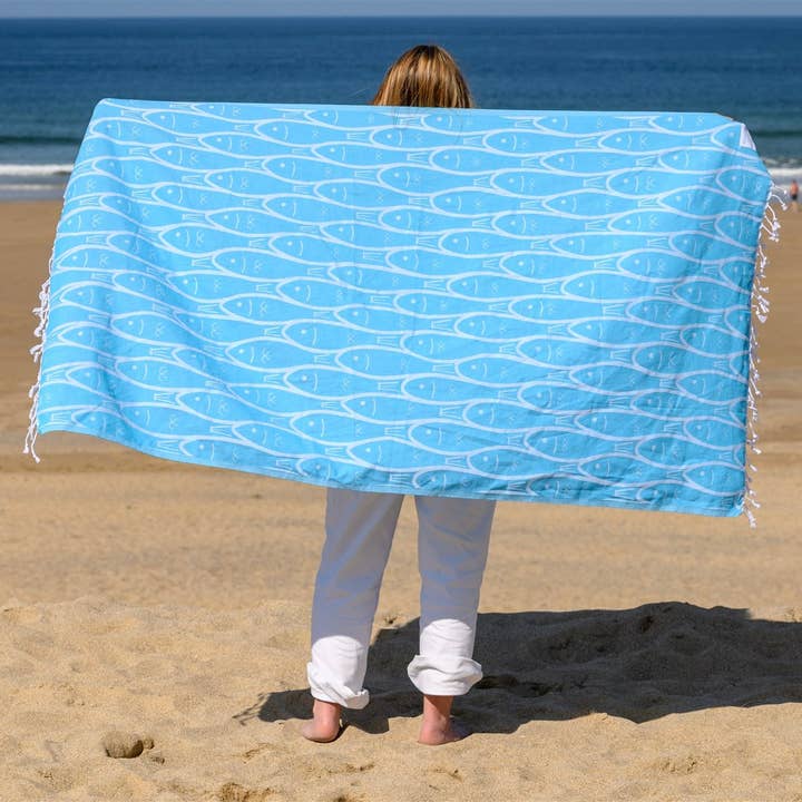 Fish Festival Beach Sheet (100% Cotton, Light-Weight Hammam Towel) for wholesale by SeaKisses