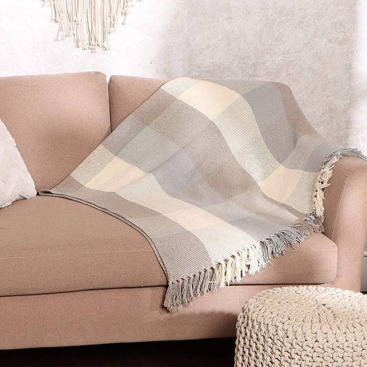 Ecru REDEARTH Medium Weight Blanket 100% Cotton(50"x60") for wholesale on Faire