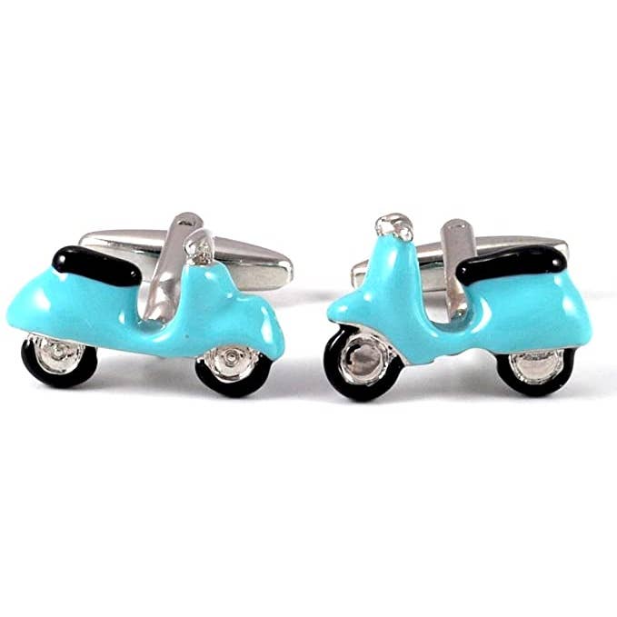 Boutons de manchette de chemise Modèle : Vespa, Color Light Blue pour la vente par Beclosetoyou