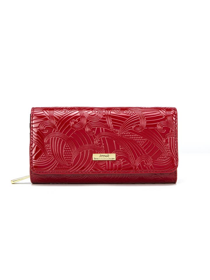 AMIRA LARGE PATENT LEATHER WALLET WITH RFID- WSF4501-RED- NEW IN for wholesale by Serenade Beverly Hills Collection