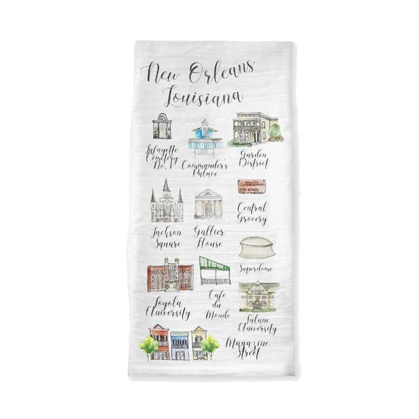 New Orleans Tea Towel for wholesale by Dodeline Design