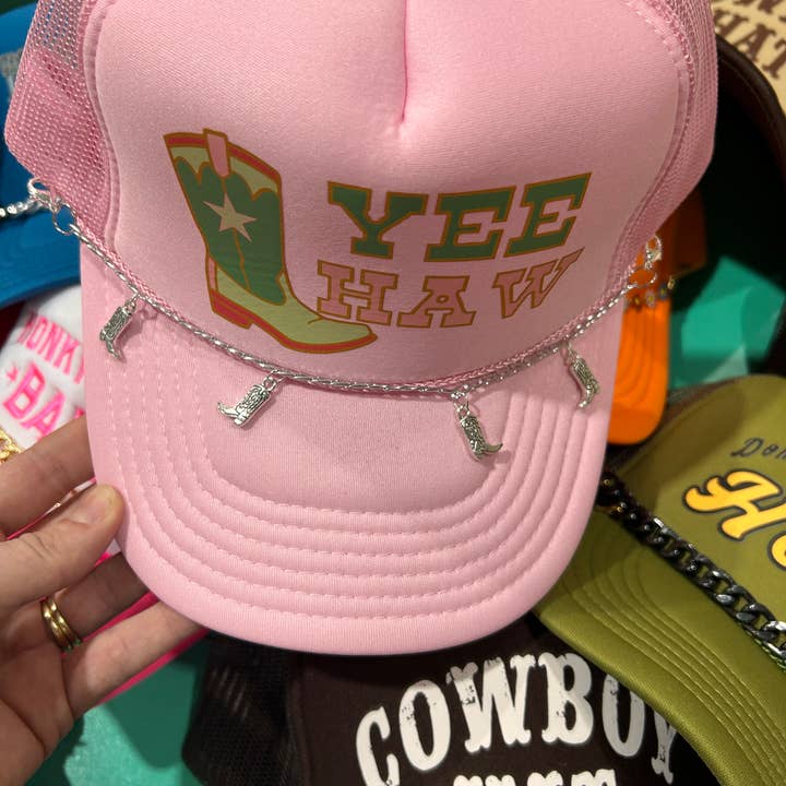 Vibes Hat Company - Wholesale Hoedaccessoires - Dames - Zilveren cowboylaars truckerhoedketting | Hoedband | Hoedketting 2