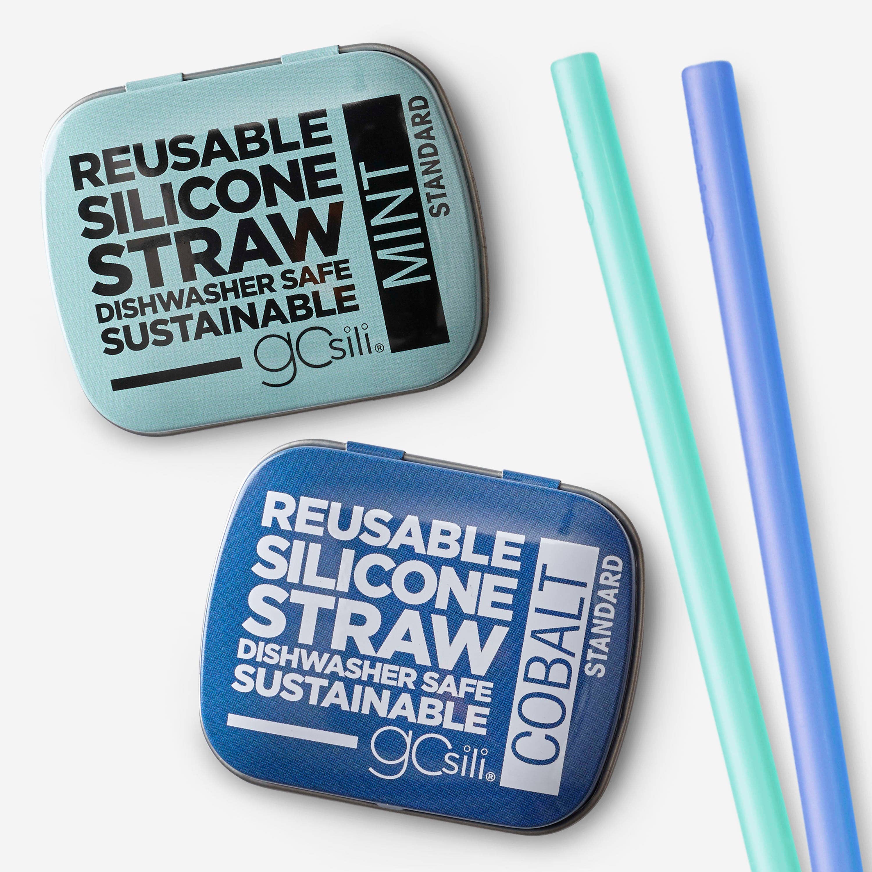 GoSili - Wholesale Drinking Straw - GoSili® 8" Collapsible + Reusable Silicone Drinking Straw with Travel Case | Eco-Friendly & Soft | 2pk2