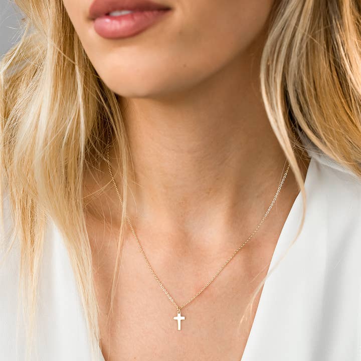 Monday Monarch | Necklaces, Earrings & Bracelets - Wholesale Pendant/Charm Necklace - Gold Cross Necklace Dainty Sterling Silver Cross Necklace