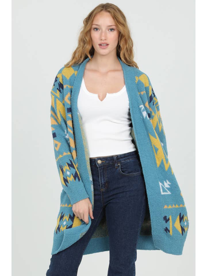 ANGIE - Wholesale Cardigan - Women's - XHP34-ASIS COZY AZTEC CARDIGAN SWEATER17