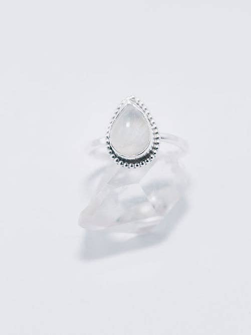 Anillo de piedra lunar en forma de pera para venta al por mayor de Ebb and flow