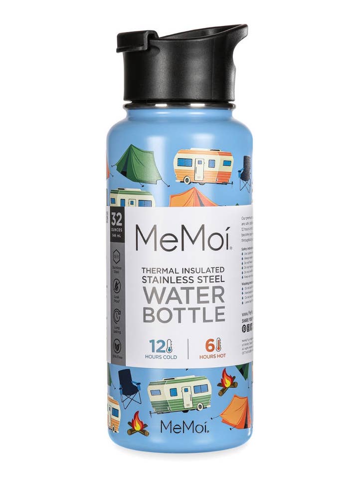 Bottiglia in acciaio inossidabile con stampa da campeggio da 32 once isolata termicamente per la vendita all'ingrosso da parte di Infinity Classics International Inc.