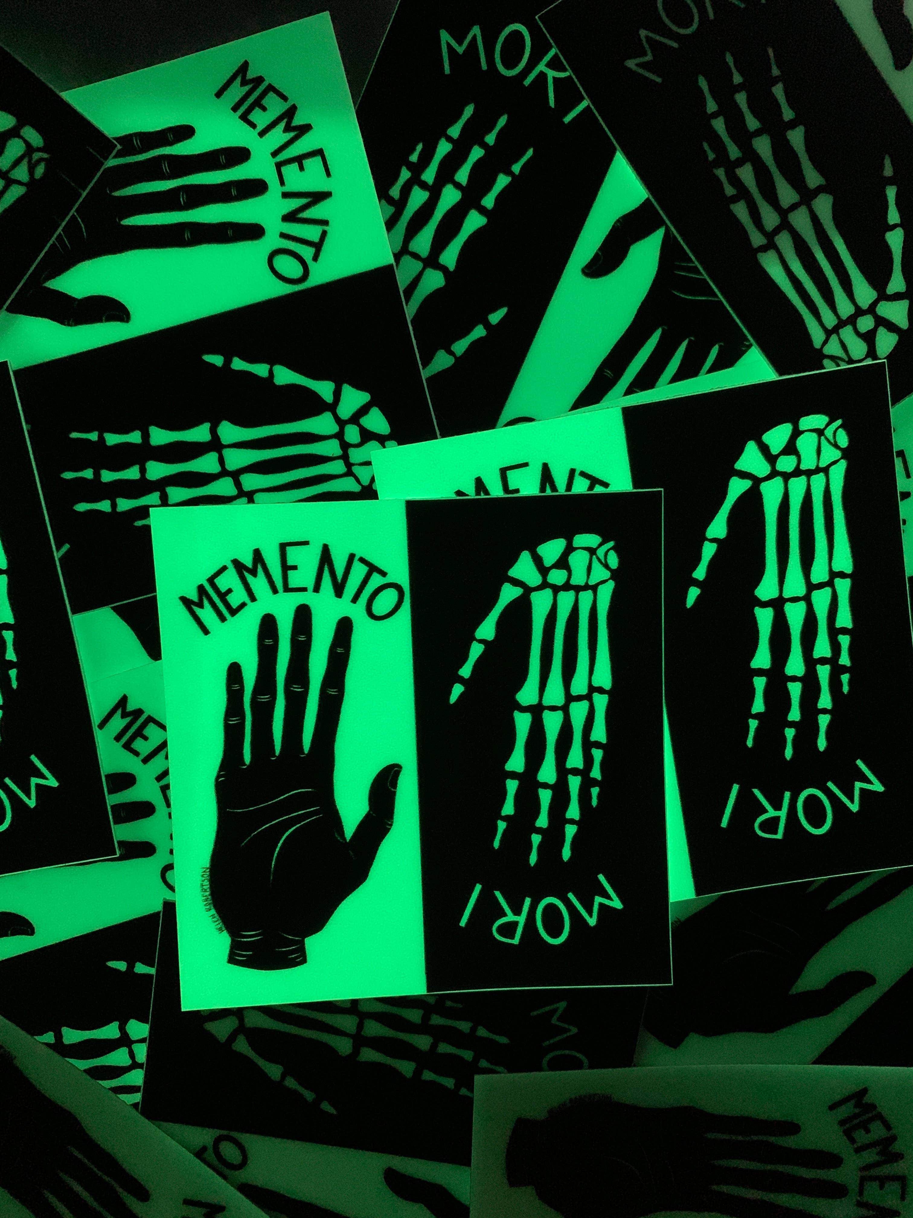 Seven Herons Studio - Wholesale Sticker - Memento Mori Glow in the Dark Sticker2