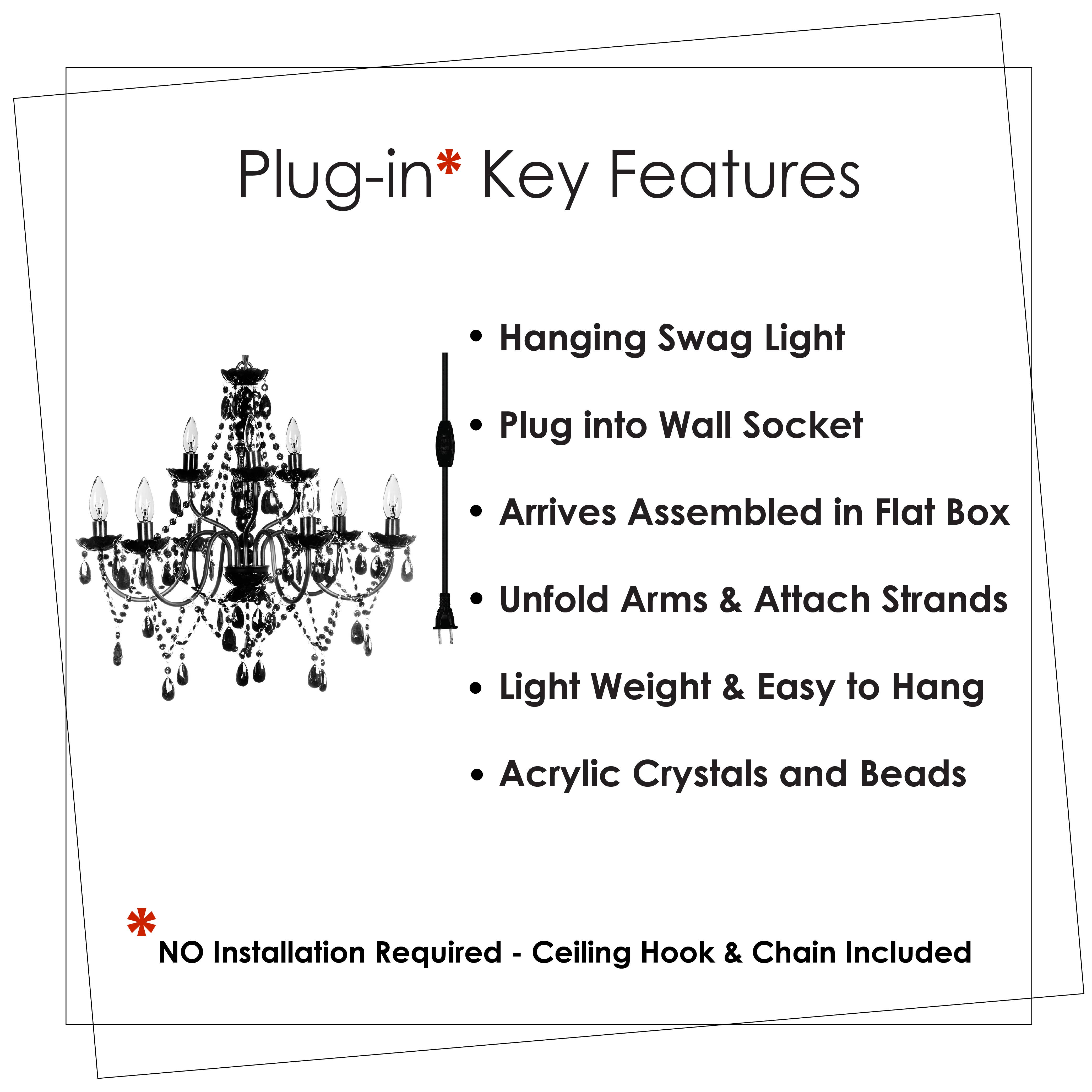 Think Brink - Wholesale Chandelier/Hanging Light - 9 Light Black Plug-in Chandelier2