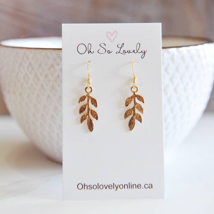 Della Leaf Earrings for wholesale by Oh So Lovely