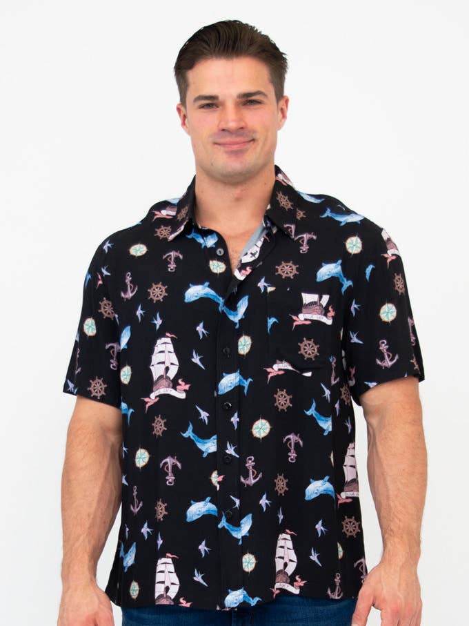 Camisa Dino, Marinheiro, Tecido de Bambu por atacado de Blue Sky Clothing Co LLC