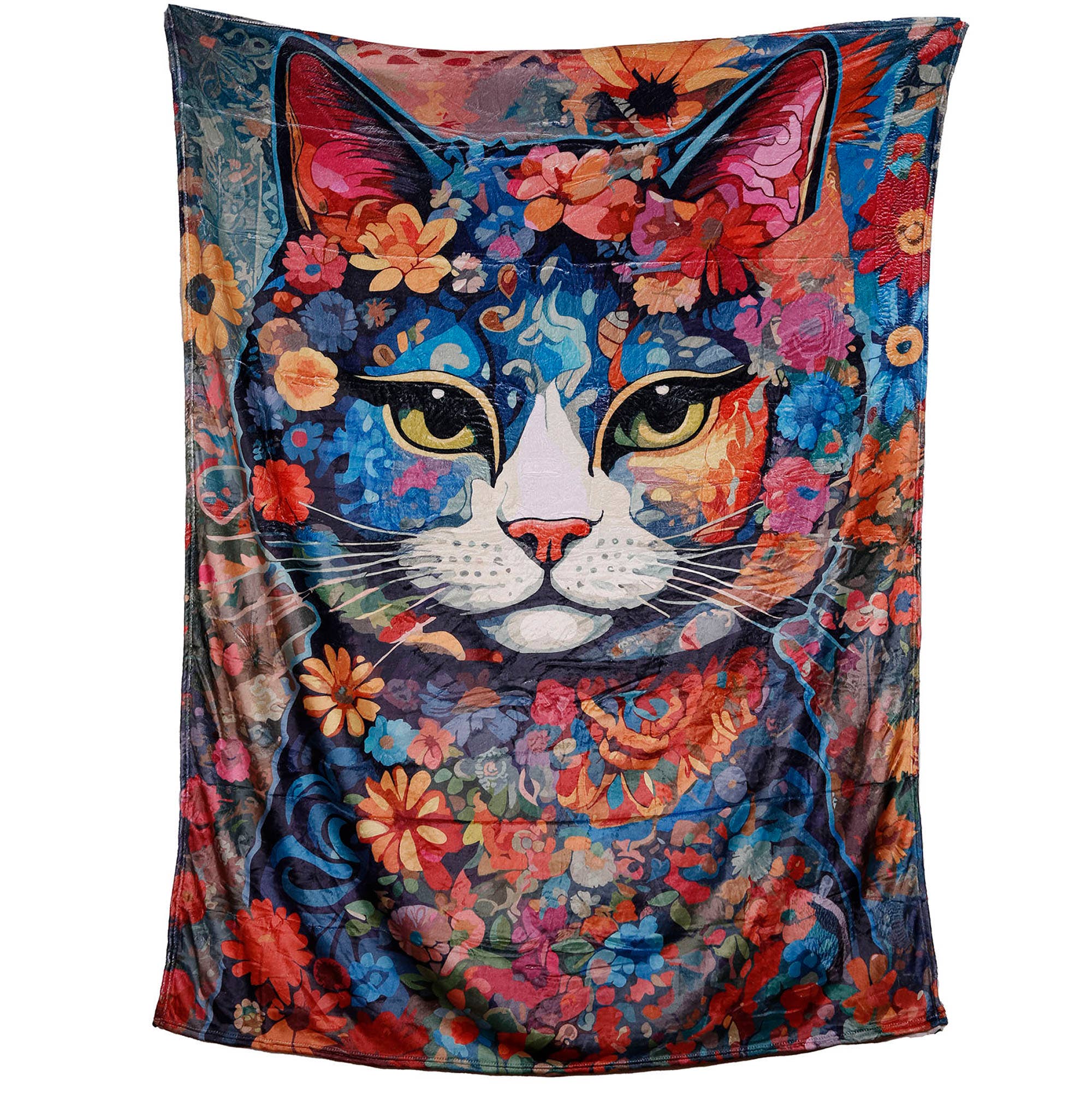 Sunshine Joy - Vendita all'ingrosso Plaid - Coperta artistica in pile Hippie Cat in due misure0