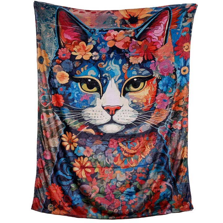 Sunshine Joy - Vendita all'ingrosso Plaid - Coperta artistica in pile Hippie Cat in due misure