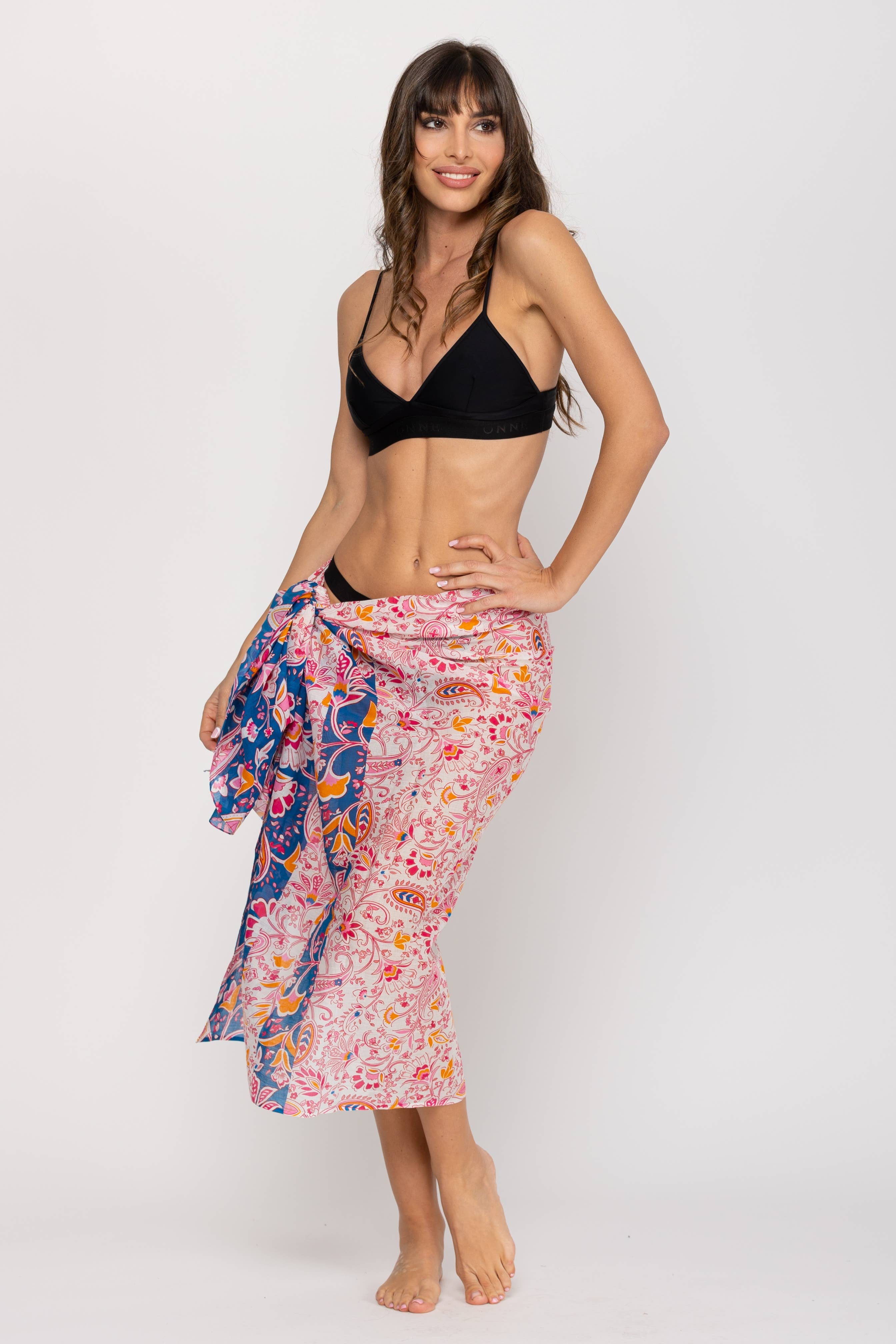 Peace & Love (CALAO IMPORT EXPORT S.L.) - Vente Mouchoir en tissu – femme - Pareo de plage imprimé avec bordure 110 cm x 180 cm3