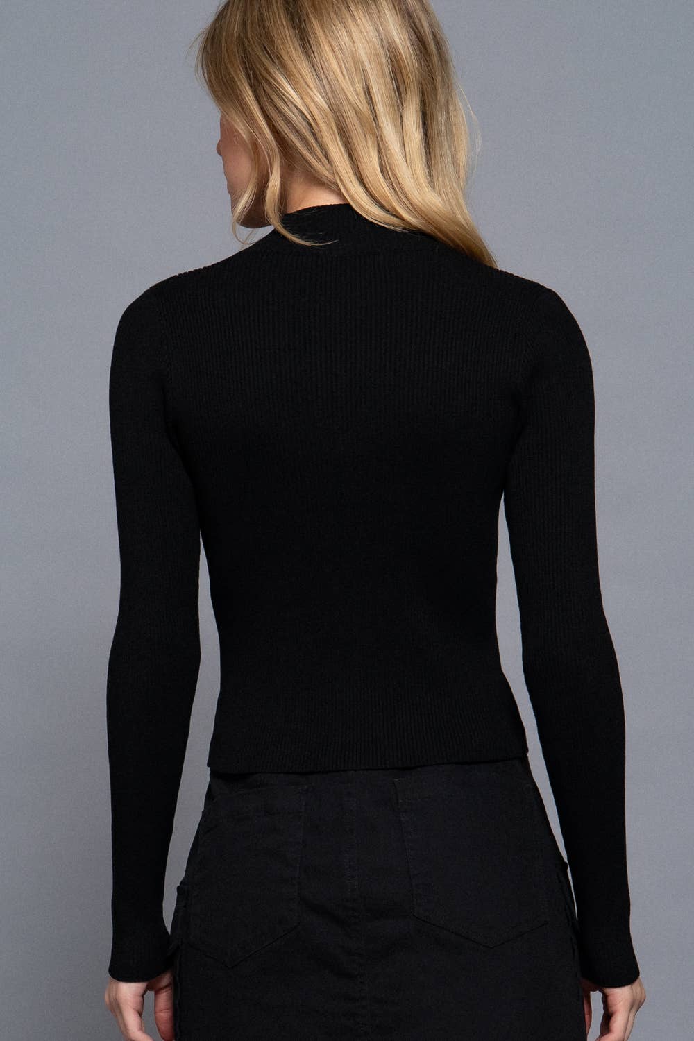 Active Basic | Active USA - Wholesale Knit Sweater - Women's - Long Sleeve With Two Way Open Zipper Detail Sweater7