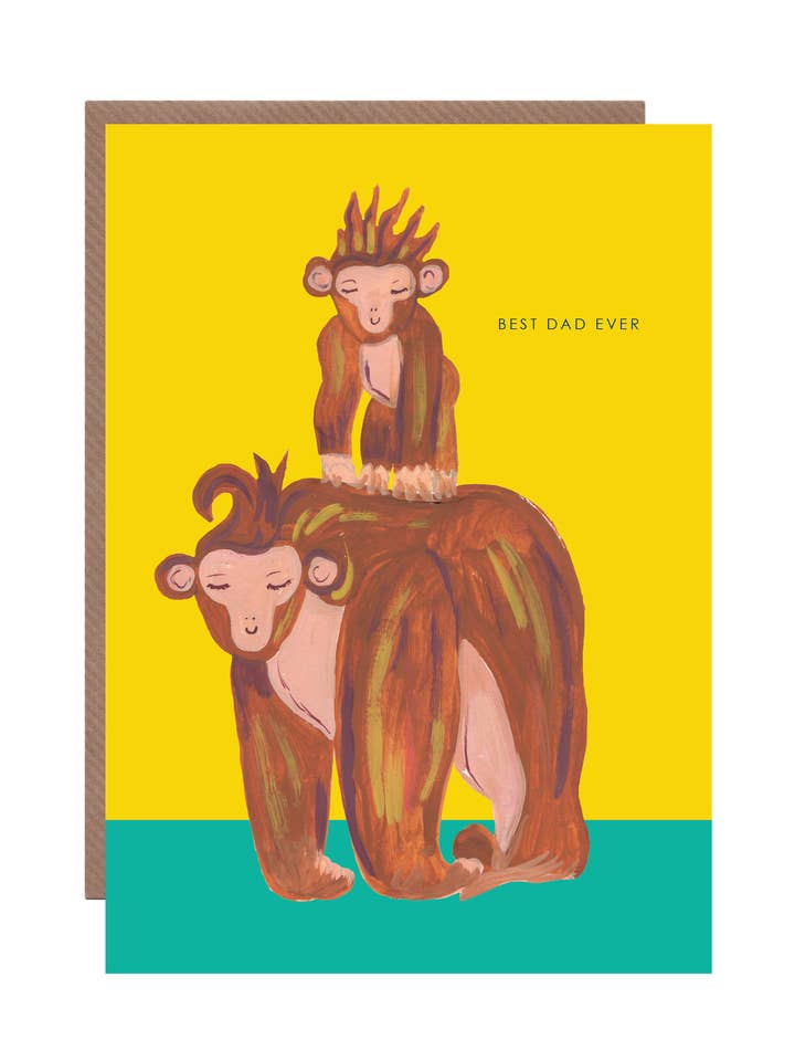 Monkey Best Dad Ever, Father's Day Greetings Card for wholesale by Hutch Cassidy (Greetings Cards and Paper Goods)