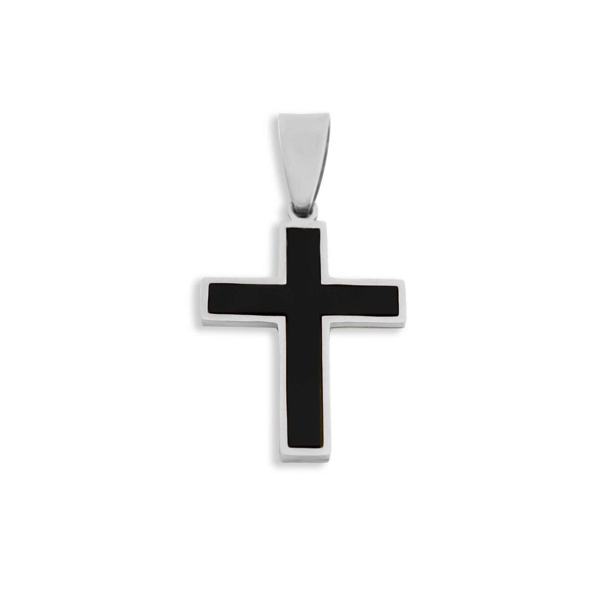 WJW – wholesale Pendant/charm necklace – Matte Black Stainless Steel Men's Cross Pendant2