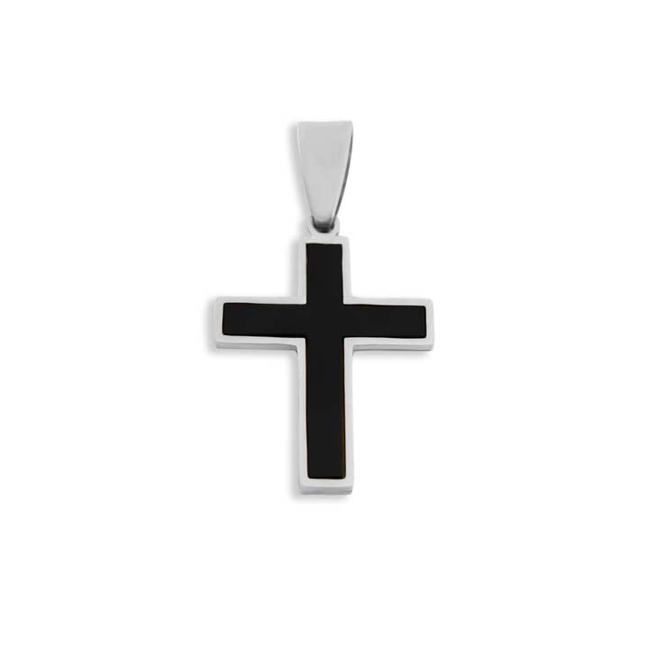 WJW - Wholesale Pendant/Charm Necklace - Matte Black Stainless Steel Men's Cross Pendant2