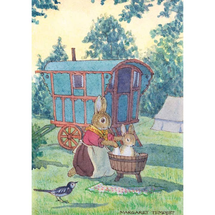 Le bain du bébé gitan - Carte postale de Margaret Tempest pour la vente par Ganymed Press