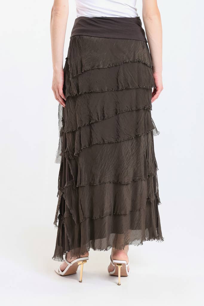 TINA Stephens Italy/Tees By Tina - Wholesale Skirt - Women's - Elisa Silk Ruffle Skirt (SL201)24