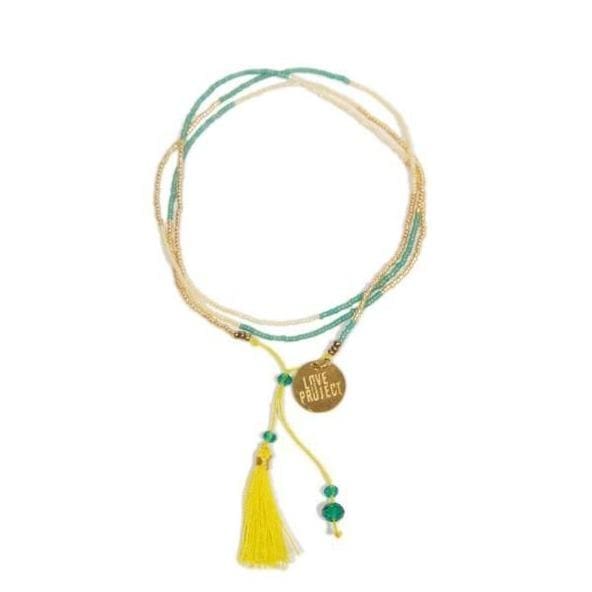 Bali UNITY Beaded Wrap/Necklace - Yellow for wholesale by Love Is Project