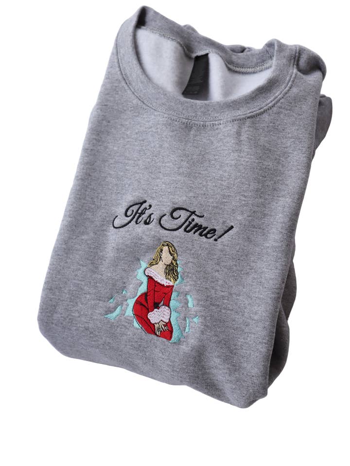 Embroidered “It's Time MC Christmas Lady” Holidays Christmas Hoodies or Crewnecks Unisex · Classic Fit · Long Sleeve · Adult for wholesale by UNMATCHED