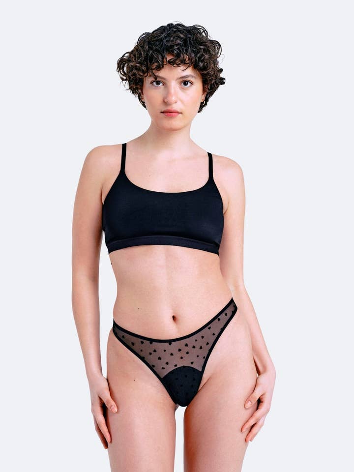 Tanga menstrual de tul con corazón para venta al por mayor de Moodz