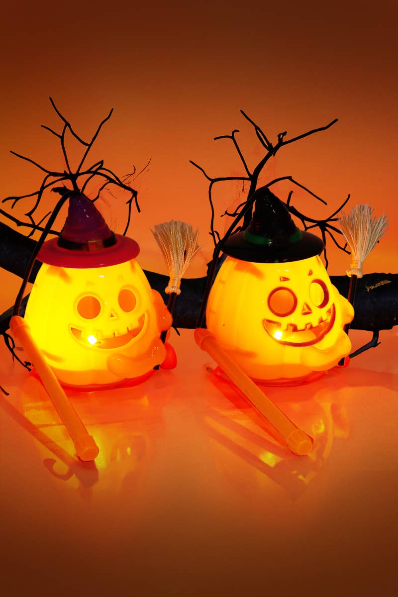 Cap Zone - Wholesale Lantern - Pumpkin Witch Jack O' Lantern Noise Making Light Lamp