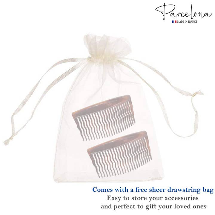 Parcelona - Wholesale Hair Brush/Comb - Parcelona French Zig Zag Small Celluloid Acetate 23 Teeth Side Hair Combs(2 Pcs)7