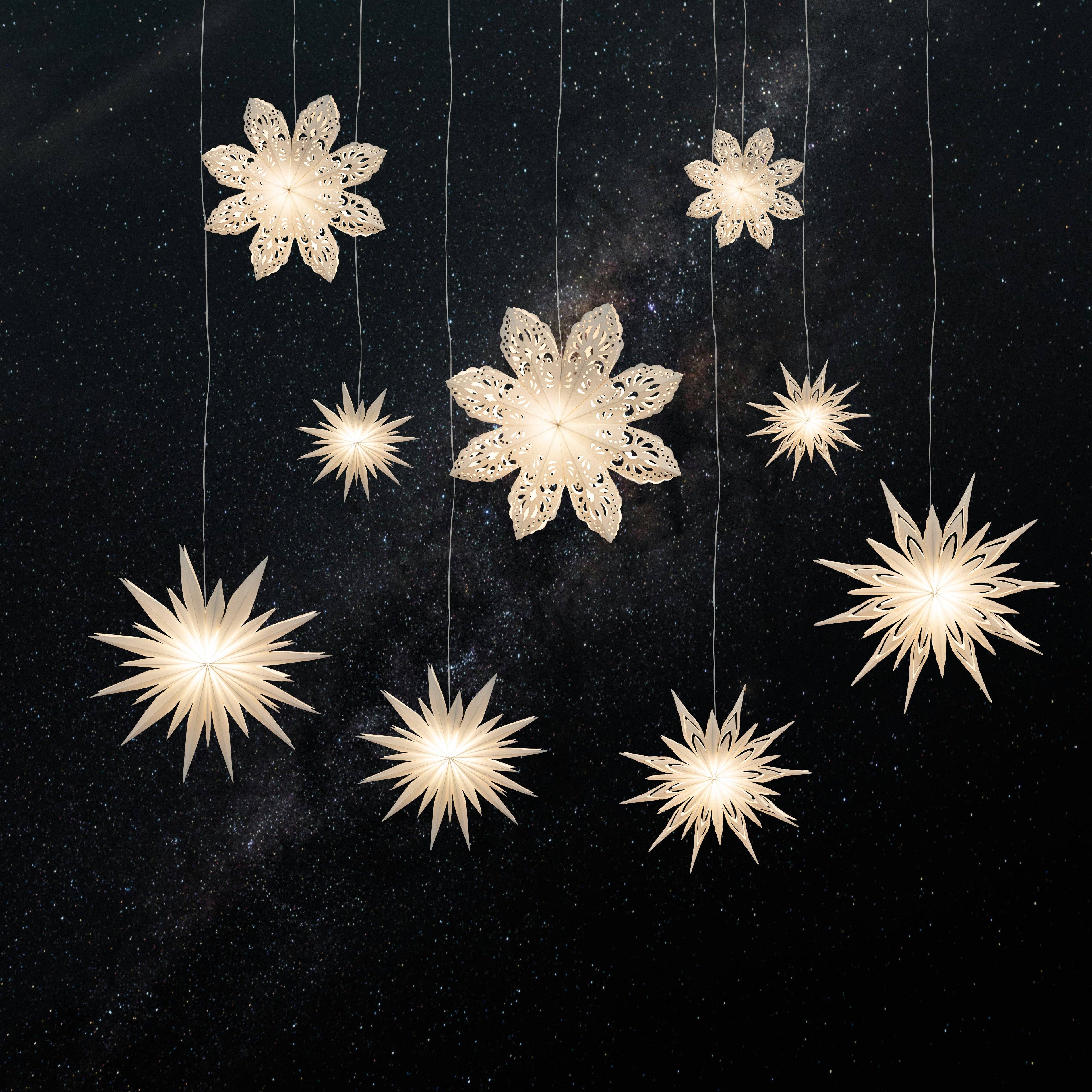 Artschatz LLC - Wholesale Ornament - Snowflake Ice Flower - 8, 12 or 16 inch | Paper Star Lantern Light6