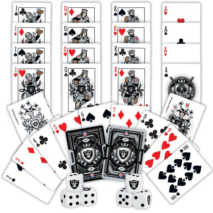 Masterpieces Puzzles - Wholesale Playing Cards - Las Vegas Raiders - 2-Pack Playing Cards & Dice Set