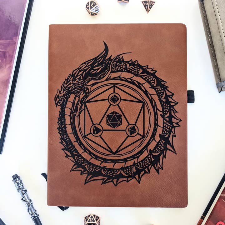 Emberglow Gaming - Wholesale Journal/Diary - Dragon Circle - Vegan Leather D&D Campaign Journal