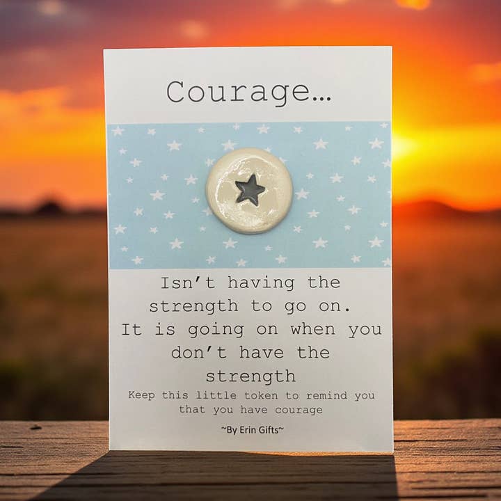 Courage Ceramic Pocket Token Pocket Hug and Card for wholesale by By Erin Cards and Gifts Ltd