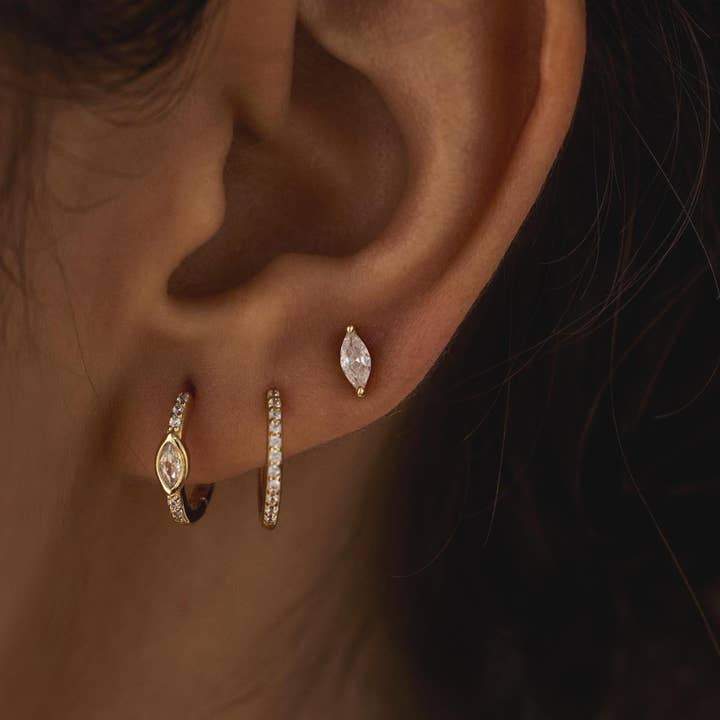 paperln - Wholesale Jewelry Set - Dainty Marquise Hoop Earring Stack Set for Her1