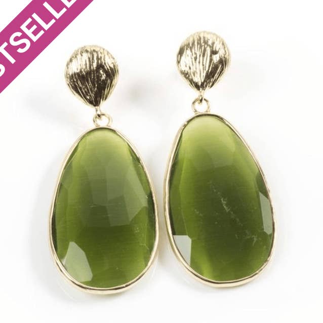 Pendientes en forma de lágrima verde para venta al por mayor de Colour Addict Jewellery